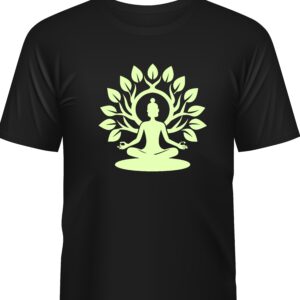 Custom Printed 50% Polyester T-Shirt – Yoga theme for Men & Women (Black)