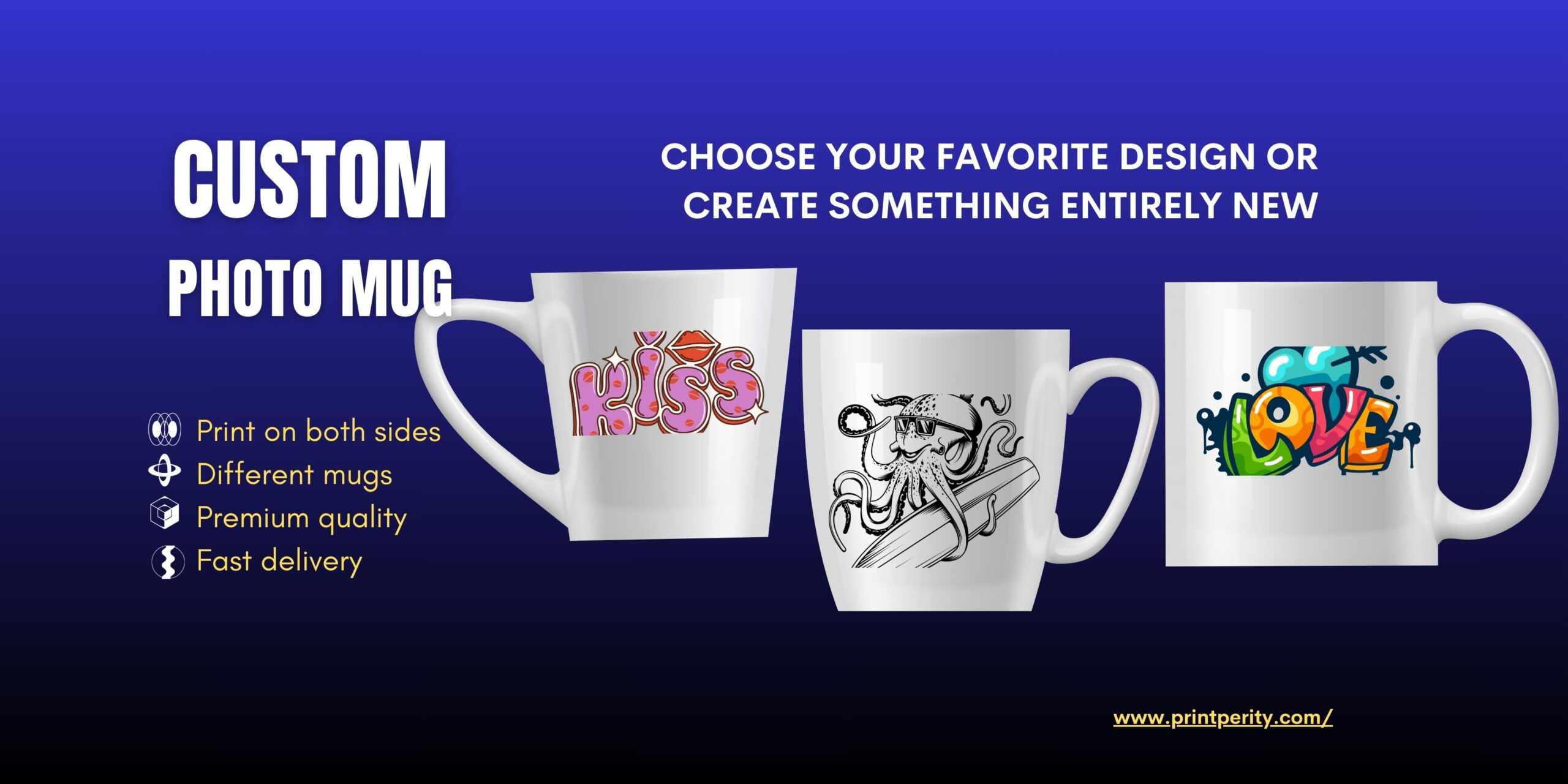 Blue White Modern Custom Photo Mug Printing Facebook Post (Banner Landscape) (1)